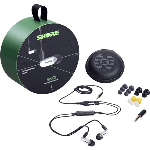 Shure AONIC 3 Sound Isolating Earphones - Stereo - Mini-phone (3.5mm) - Wired - Earbud - Binaural - In-ear - White