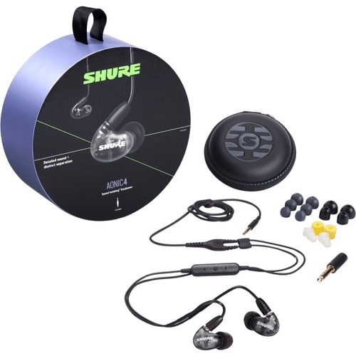 Shure AONIC 4 Sound Isolating Earphones - Stereo - Mini-phone (3.5mm) - Wired - Earbud - Binaural - In-ear - Gray/Black