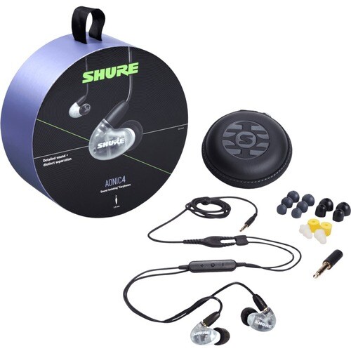 Shure AONIC 4 Sound Isolating Earphones - Stereo - Mini-phone (3.5mm) - Wired - Earbud - Binaural - In-ear - Gray, White