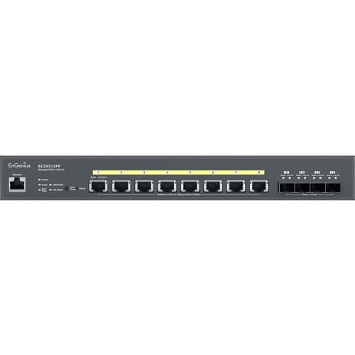 EnGenius Cloud Managed 8-Port 10 Gigabit PoE++ Switch with 4 SFP+ Ports - 8 Ports - Manageable - 10 Gigabit Ethernet - 10/