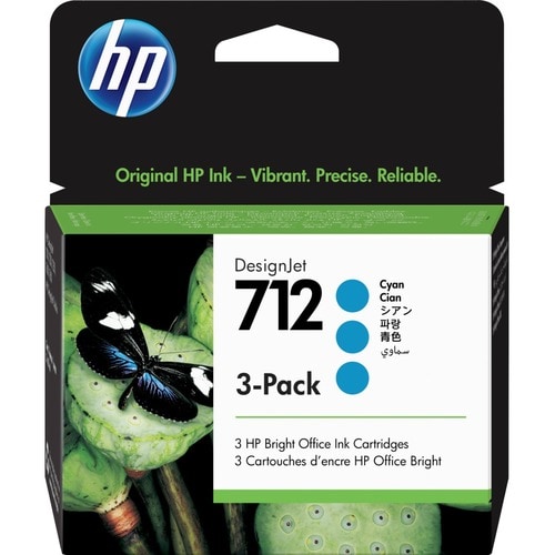 HP 712 Original Inkjet Ink Cartridge - Cyan - 3 / Pack - Inkjet - 3 / Pack