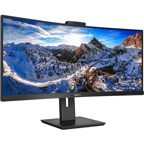 Philips Brilliance 346P1CRH 34" Class Webcam WQHD Curved Screen LCD Monitor - 21:9 - Textured Black - 34" Viewable - Verti