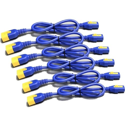 APC by Schneider Electric Power Cord Kit (6 ea), Locking, C13 to C14, 0.6m - For UPS, PDU - 100 V AC / 10 A - Blue - 60 cm