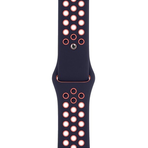 Apple 44mm Blue Black/Bright Mango Nike Sport Band - Regular - Adjustable - Regular - Pin-and-tuck Attachment - Blue Black
