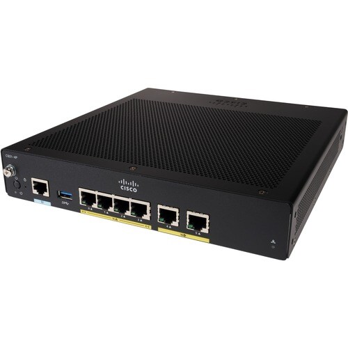 Cisco 900 C921-4P Router - Recondicionado - 6 Portas - Porta de gestão - Gigabit Ethernet - Secretária, Montável sobre rack