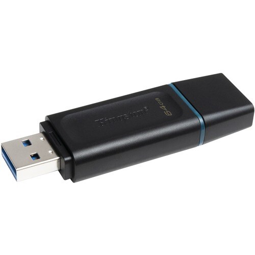 Kingston DataTraveler Exodia 64GB USB 3.2 (Gen 1) Flash Drive - 64 GB - USB 3.2 (Gen 1) - Teal - 5 Year Warranty - 1 Each