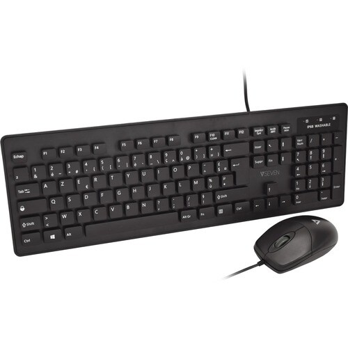 V7 CKU700FR Keyboard & Mouse - AZERTY - French - USB Cable Keyboard - Keyboard/Keypad Color: Black - USB Cable Mouse - Opt