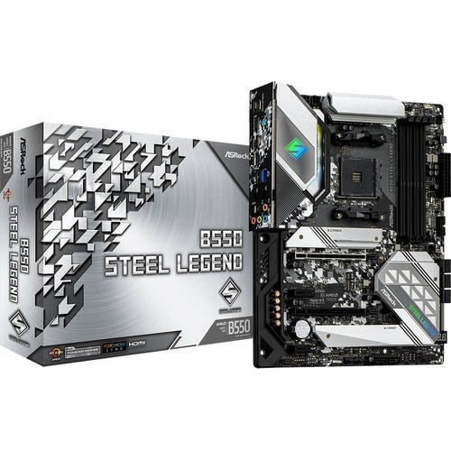 ASRock B550 Steel Legend Desktop Motherboard - AMD B550 Chipset - Socket AM4 - ATX - 128 GB DDR4 SDRAM Maximum RAM - DIMM,