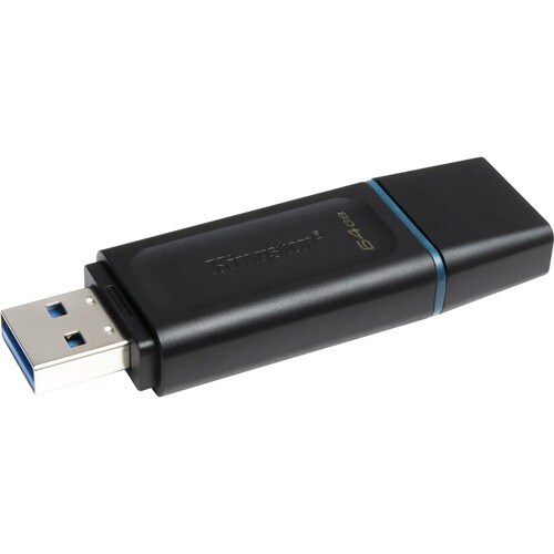 Unidad flash Kingston DataTraveler Exodia - 64 GB - USB 3.2 (Gen 1) - Negro, Verde azulado