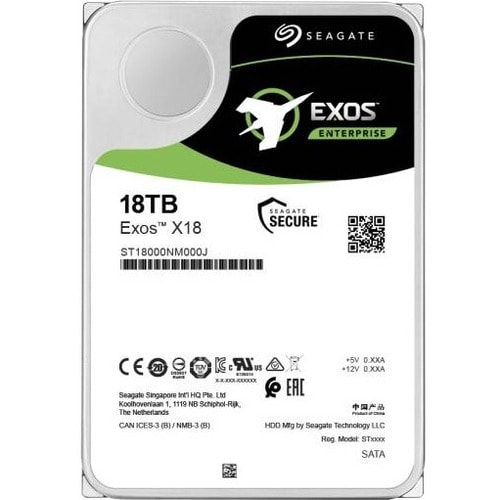 Seagate Exos X18 ST18000NM005J 18 TB Hard Drive - Internal - SATA (SATA/600) - 7200rpm - Hot Pluggable - 512e Format