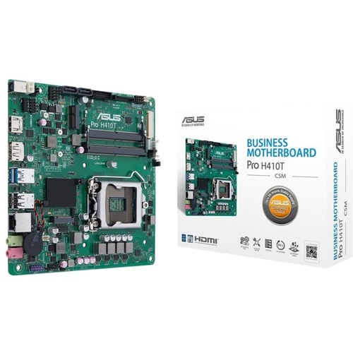 Asus Pro H410T/CSM Desktop Motherboard - Intel H410 Chipset - Socket LGA-1200 - Mini ITX - Pentium Gold, Celeron, Core i5,