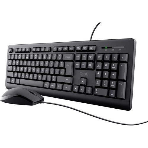 Trust TKM-250 Keyboard & Mouse - English (UK) - USB Cable Keyboard - Keyboard/Keypad Color: Black - USB Cable Mouse - Poin