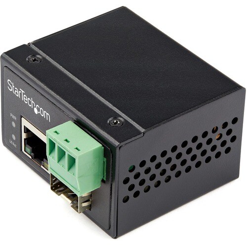 StarTech.com Industrial Fiber to Ethernet Media Converter - 100Mbps SFP to RJ45/CAT6 SM/MM - Fiber to Copper Network - IP-