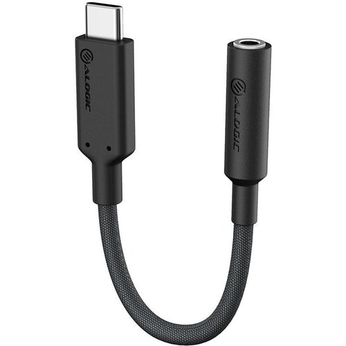 ALOGIC Elements PRO 10cm USB-C to 3.5mm Audio Adapter - Black - 3.9" (100 mm) Mini-phone/USB-C Audio Cable for Audio Devic