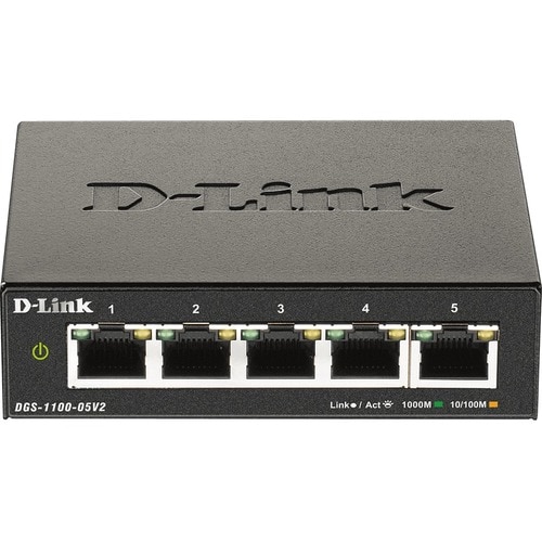 D-Link DGS-1100 DGS-1100-05V2 5 Ports Manageable Ethernet Switch - Gigabit Ethernet - 1000Base-T - 2 Layer Supported - 3.4