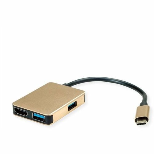 Roline USB-Typ C Docking Station für Desktop-PC, Notebook, TV, Monitor, Projektor, Tastatur, Maus, Solid State-Laufwerk, F