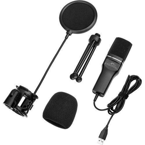 Ergopixel Wired Condenser Microphone - 4.6 ft - 20 Hz to 16 kHz - Shock Mount, Desktop, Stand Mountable - USB