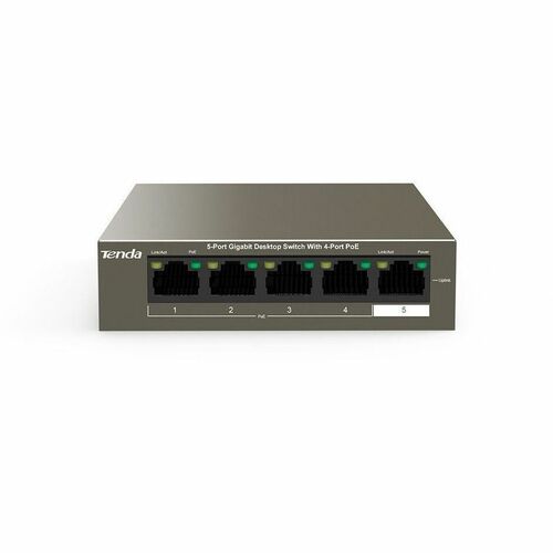 Tenda G1105P-4-63W 5 Ports Ethernet Switch - Gigabit Ethernet - 10/100/1000Base-T - 2 Layer Supported - 58 W Power Consump
