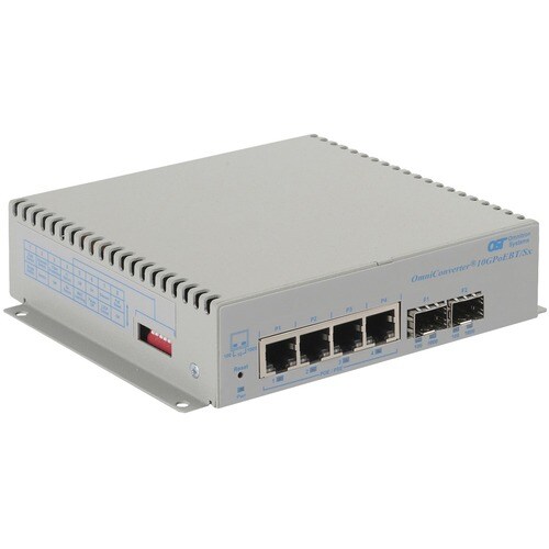 Omnitron Systems OmniConverter 10GPoEBT/Sx 3062B-0-24-1 Ethernet Switch - 6 Ports - 2 Layer Supported - Modular - 2 SFP Sl