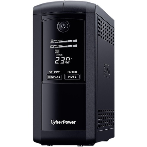 CyberPower Value Pro VP1000ELCD Line-interactive UPS - 1 kVA/550 W - Tower - AVR - 8 Hour Recharge - 1 Minute Stand-by - 2