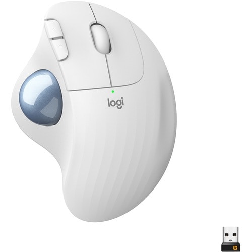 Logitech ERGO M575 Wireless Trackball - Optical - Bluetooth - 2.40 GHz - Off White - USB - 2000 dpi - Scroll Wheel - 5 But