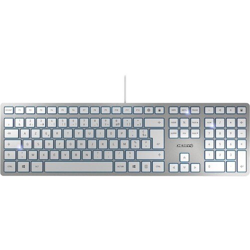 CHERRY KC 6000 SLIM Keyboard - Cable Connectivity - USB Interface - Pan-Nordic - Silver - SX Keyswitch - 111 Key(s)