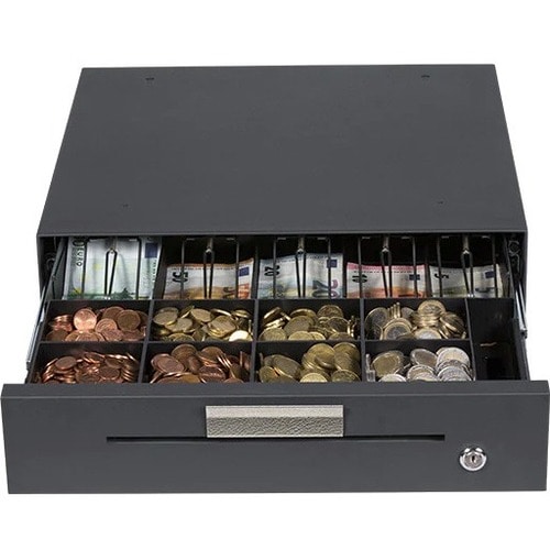 ANKER MDX43 Kassenlade - 5 Banknotenfächer - 9 Münzfächer - 3 Schließmodi - Edelstahl - Anthrazit - 92,5 mm Höhe x 420 mm 