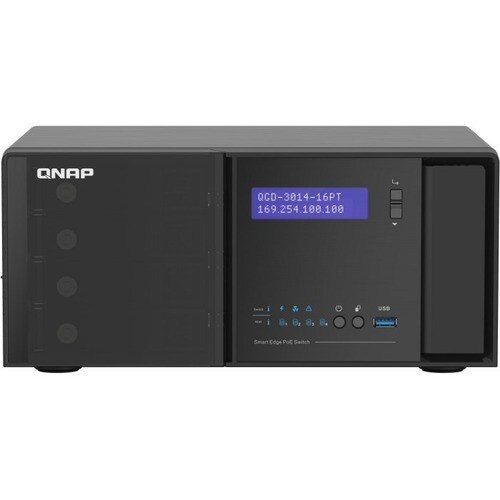 QNAP QGD QGD-3014-16PT 18 Ports Manageable Ethernet Switch - 2 Layer Supported - Modular - 2 SFP Slots - 250 W Power Consu