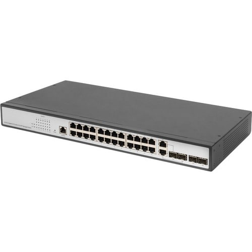 Digitus 24-Port Gigabit Switch, 19 Zoll, Managed, 2 Uplinks. Switch-Typ: Managed, Switch-Ebene: L2. Basic Switching RJ-45 
