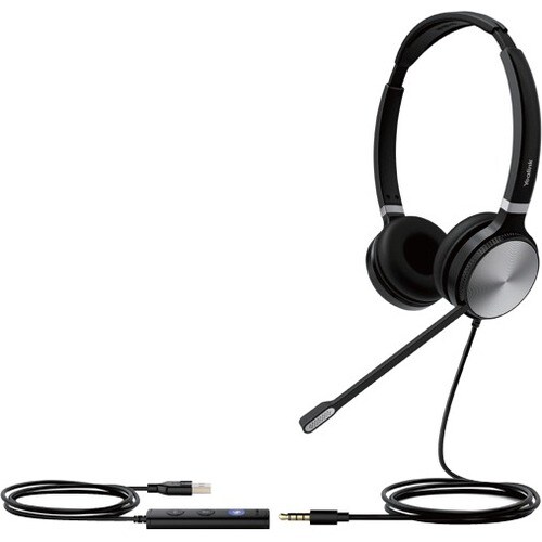 Yealink UH36 Dual Teams Kabel Kopfbügel Stereo Headset - Schwarz/Silber - Binaural - 20 Hz bis 20 kHz Frequenzgang - Geräu