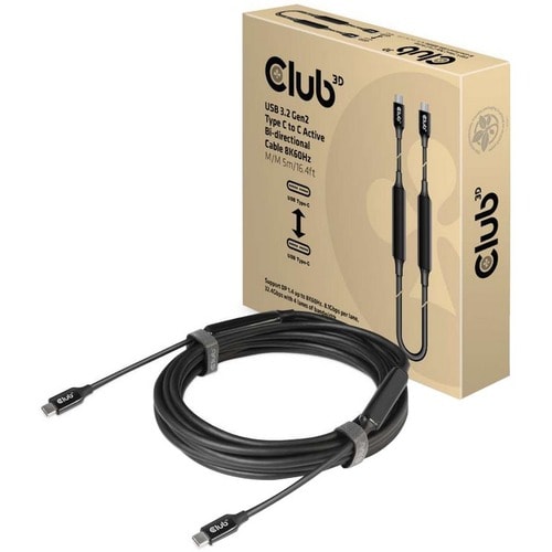 Club 3D USB 3.2 Gen2 Type C to C Active Bi-directional Cable 8K60Hz M/M 5m/16.4ft - 16.40 ft USB-C Data Transfer/Power Cab