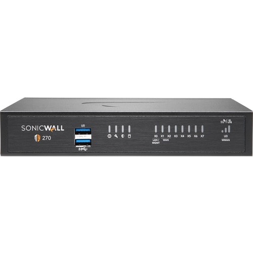 SonicWall TZ270 High Availability Firewall - 8 Port - 10/100/1000Base-T - Gigabit Ethernet - DES, 3DES, MD5, SHA-1, AES (1