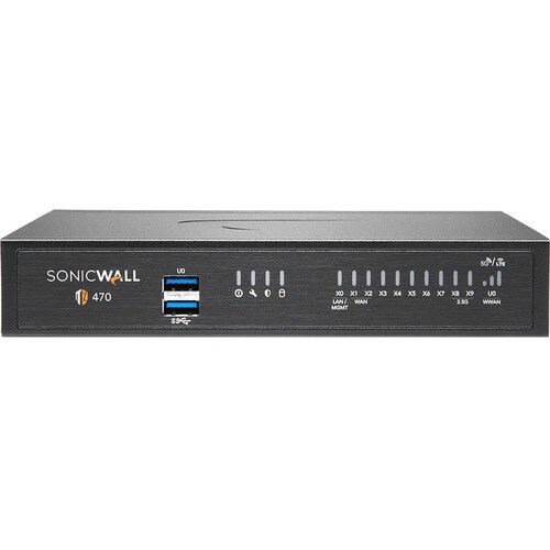 SonicWall TZ470 Network Security/Firewall Appliance - 8 Port - 10/100/1000Base-T - 2.5 Gigabit Ethernet - DES, 3DES, MD5, 