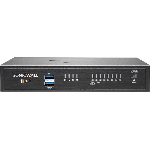 SonicWall TZ370 Network Security/Firewall Appliance - 8 Port - 10/100/1000Base-T - Gigabit Ethernet - DES, 3DES, MD5, SHA-