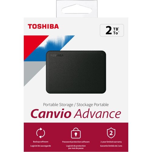 Disco Duro Pórtatil Toshiba Canvio Advance HDTCA20XK3AA - Externo - 2TB - Negro - USB 3.0 - 2Año(s) Garantía