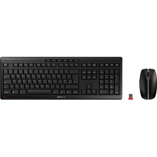 CHERRY STREAM DESKTOP Tastatur & Maus - Deutsch - Kabellos USB, Schwarz - Maus, Optische, Kabellos, USB, 2400 dpi Bewegung