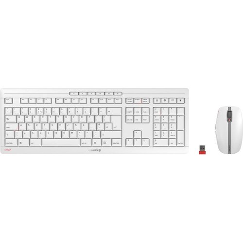 CHERRY STREAM DESKTOP Tastatur & Maus - Deutsch - Kabellos USB, Pale Gray - Maus, Optische, Kabellos, USB, 2400 dpi Bewegu