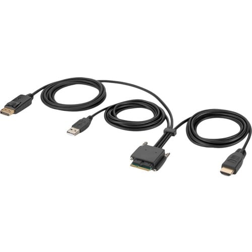 Belkin Modular HDMI and DP Dual-Head Host Cable 6 ft. - 6 ft DisplayPort/HDMI/Modular/USB-A KVM Cable for KVM Console, KVM