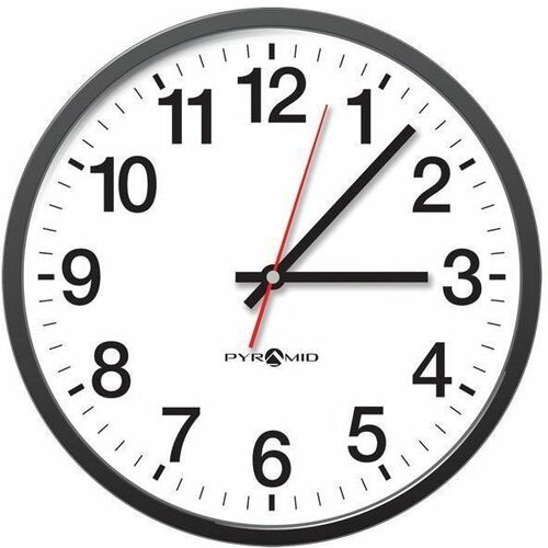 Pyramid Q-12210 Independent 14" Analog Clock, Battery Operated - Analog - Quartz - Black/Acrylonitrile Butadiene Styrene (