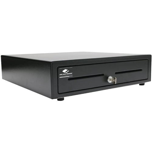 apg Standard- Duty Point of Sale Cash Drawer | Vasario Series VB320-1-BL1616-B10 - USD 5 Bill - 8 Coin - Black