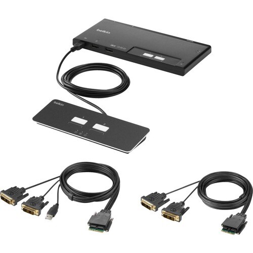 Belkin Secure F1DN202MOD-DD-4 KVM Switchbox - TAA Compliant - 2 Computer(s) - 1 Local User(s) - 3840 x 2160 - 2 x PS/2 Por