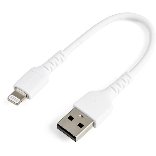 StarTech.com 6 inch/15cm Durable White USB-A to Lightning Cable, Rugged Heavy Duty Charging/Sync Cable for Apple iPhone/iP