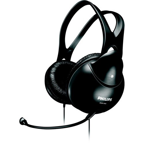 Philips SHM1900 Wired Over-the-head Stereo Headset - Binaural - Circumaural - 32 Ohm - 15 Hz to 22 kHz - 200 cm Cable - Mi