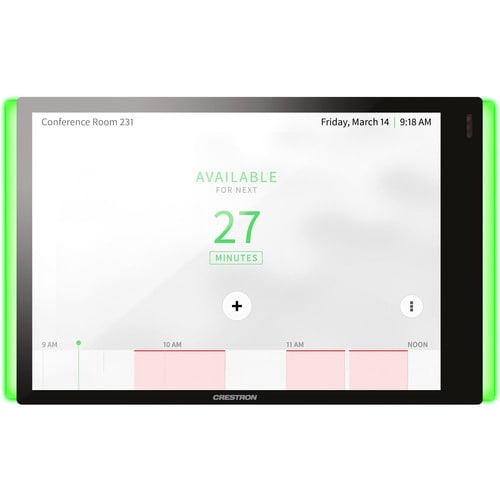 Crestron 7 in. Room Scheduling Touch Screen, Black Smooth, with Light Bar - 7.3" Width x 2.3" Depth x 4.2" Height - Black 