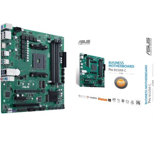 Asus PRO B550M-C/CSM Desktop Motherboard - AMD B550 Chipset - Socket AM4 - Micro ATX - 128 GB DDR4 SDRAM Maximum RAM - DIM