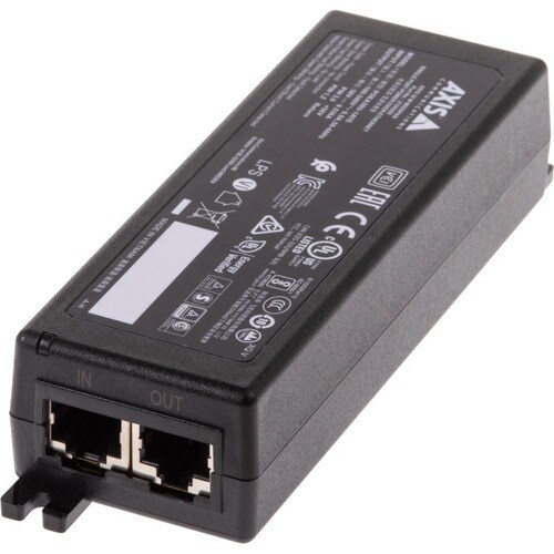 AXIS 30 W Midspan - 120 V AC, 230 V AC Input - 1 x 10/100/1000Base-T Input Port(s) - 1 x PoE Output Port(s) - 30 W - Black