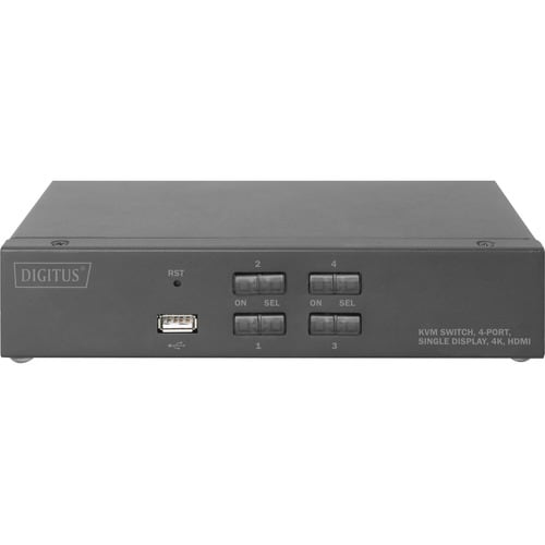 Assmann DS-12880 KVM Switchbox - 4 Computer(s) - 1 Local User(s) - 3840 x 2160 - 7 x USB - 5 x HDMI - Desktop