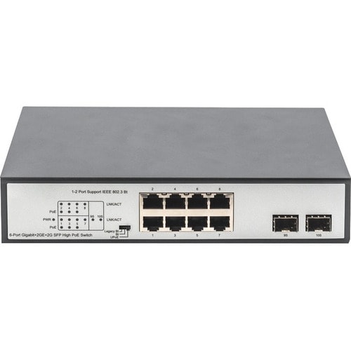 Digitus 8-Port Gigabit PoE Switch, 19 Zoll, Unmanaged, 2 Uplinks. Switch-Typ: Unmanaged. Basic Switching RJ-45 Ethernet Po