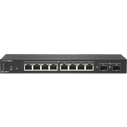 SonicWall SWS12-8POE Ethernet Switch - 8 Ports - Manageable - Gigabit Ethernet - 1000Base-T, 1000Base-X - 2 Layer Supporte