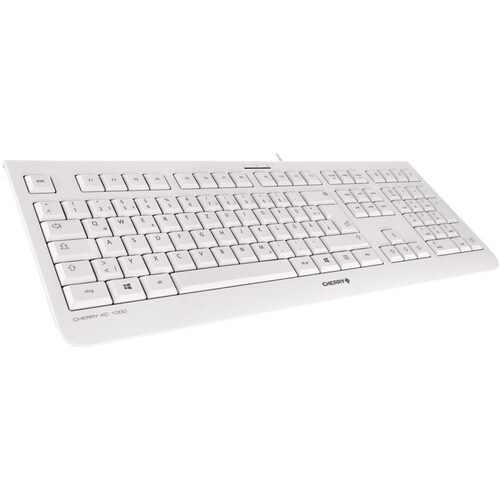 CHERRY KC 1000 Keyboard - Cable Connectivity - USB Interface - English (UK) - QWERTY Layout - Pale Gray - LPK Keyswitch - 